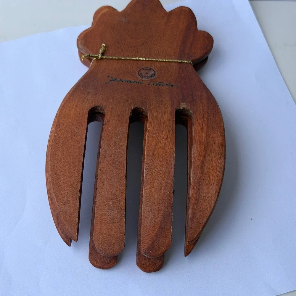 Vintage Hawaii No Ka Oi Kamani Wood Salad Servers Set New With Tags B-9